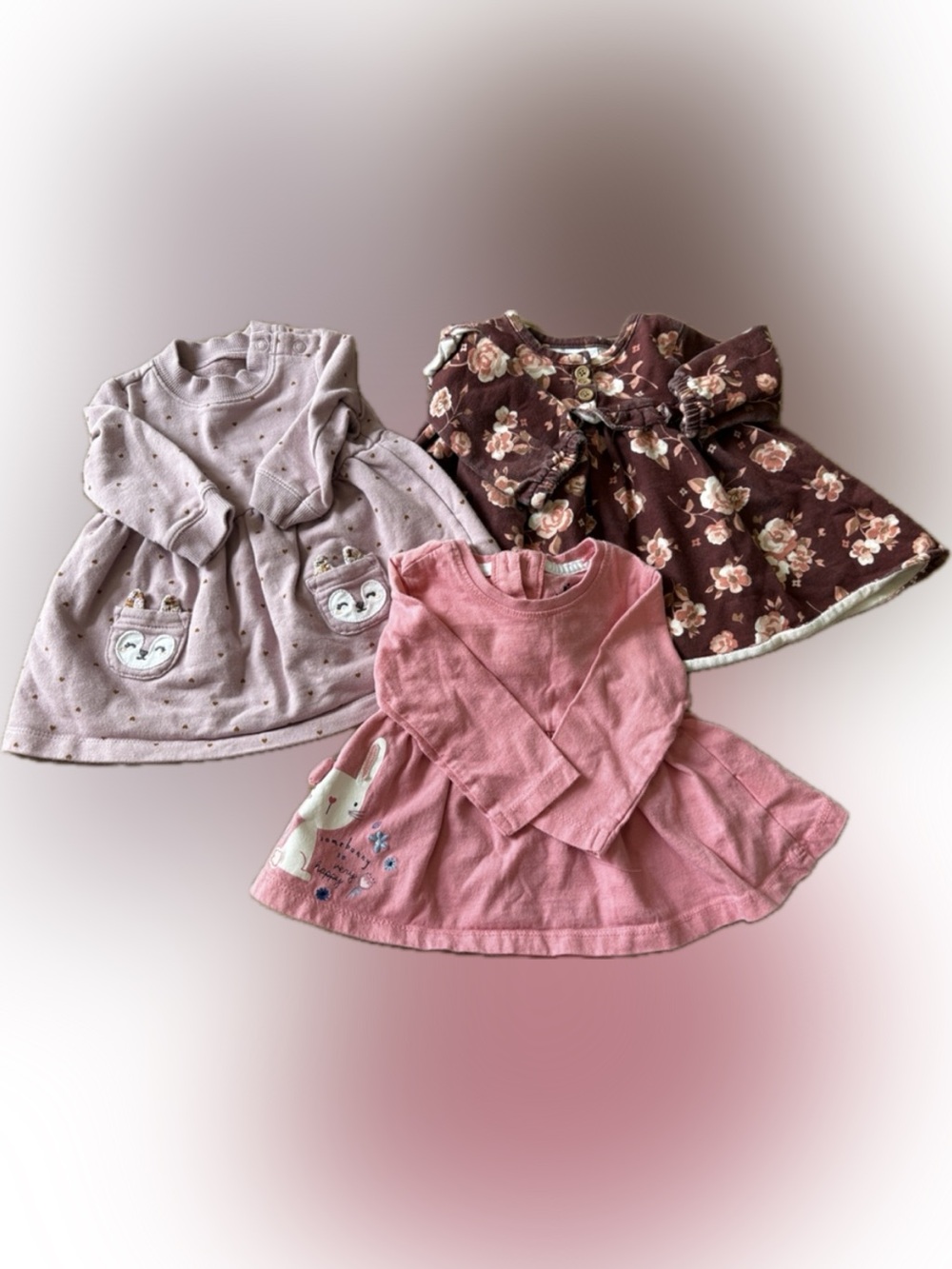 Baby Girls Pink & Floral Dress Bundle